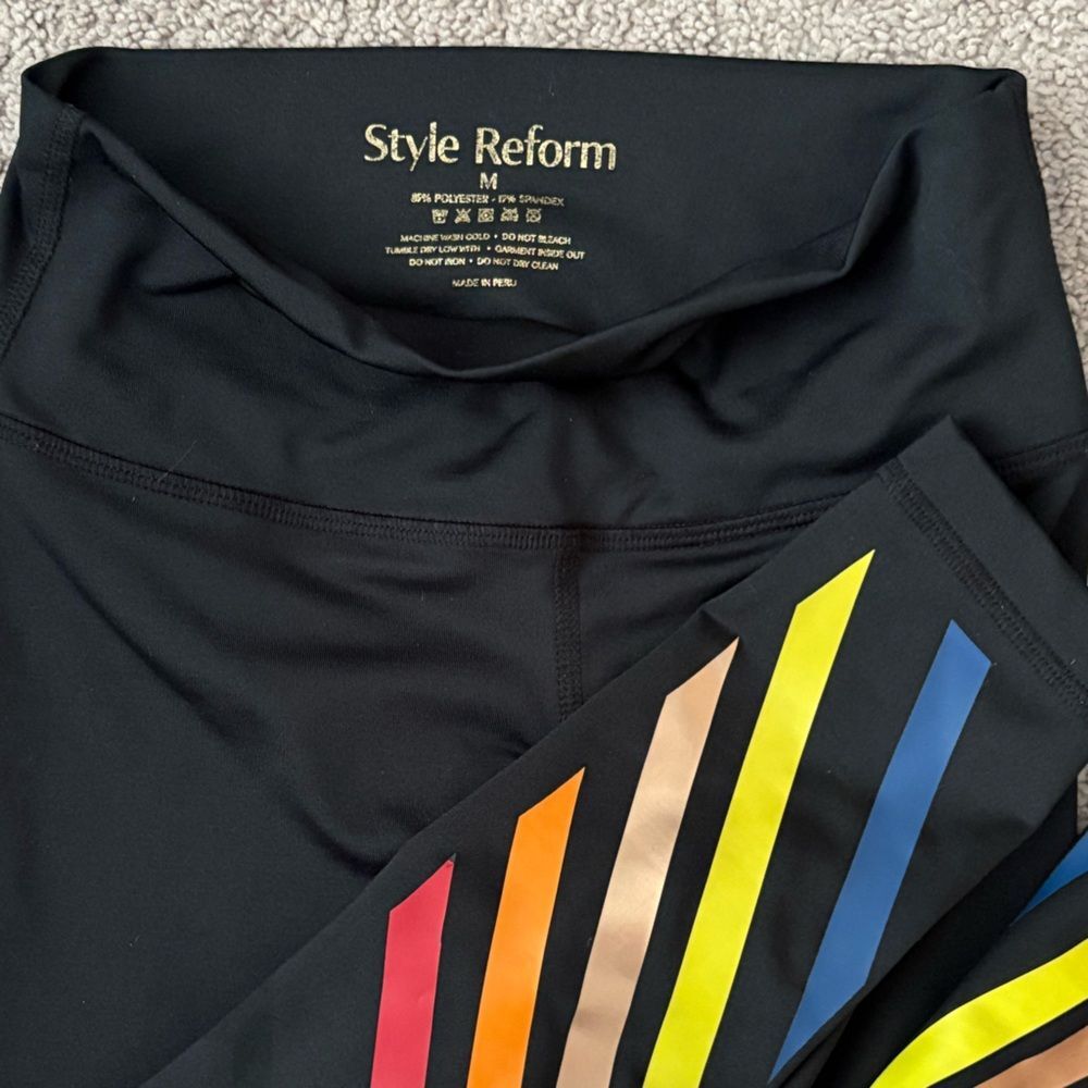 Style Reform X Exhale Black Color Stripe Women’s Leggings Size Medium - Picture 2 of 5